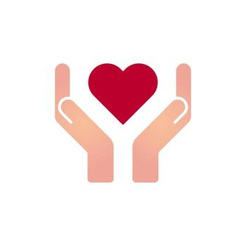 Hands and palms with heart shapes icons. flat design vector