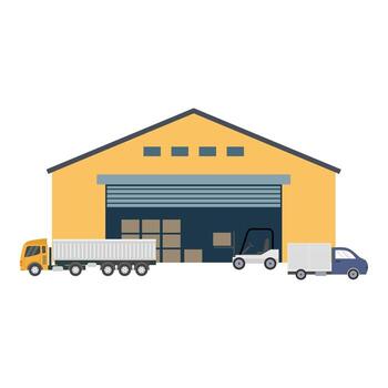 Warehouse Building for Storage, Logistic, and Delivery vector