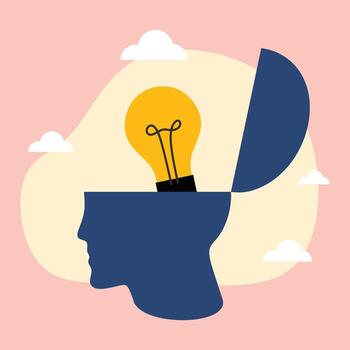 Shining Head of a Happy Character Symbolizing Enlightenment vector