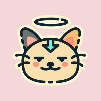 Illustration of Angel Cat, designed in flat style. Ideal for stickers, branding, and digital projects. Comes in multiple formats, and making it versatile for both print and online use. vector