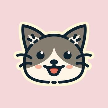 Illustration of Cat, designed in flat style. Ideal for stickers, branding, and digital projects. Comes in multiple formats, and making it versatile for both print and online use. vector