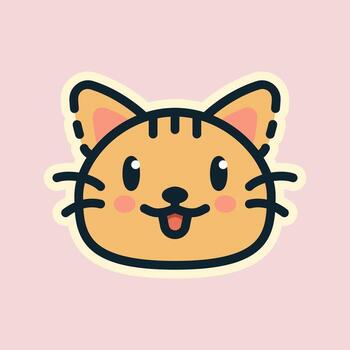 Illustration of Brown cat, designed in flat style. Ideal for stickers, branding, and digital projects. Comes in multiple formats, and making it versatile for both print and online use. vector