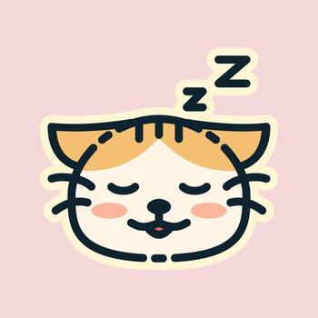 Illustration of The sleeping cat, designed in flat style. Ideal for stickers, branding, and digital projects. Comes in multiple formats, and making it versatile for both print and online use. vector