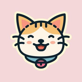 Illustration of Happy Cat, designed in flat style. Ideal for stickers, branding, and digital projects. Comes in multiple formats, and making it versatile for both print and online use. vector