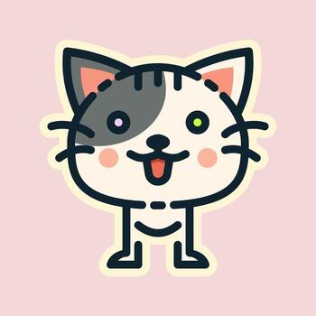 Illustration of Playful Cat, designed in flat style. Ideal for stickers, branding, and digital projects. Comes in multiple formats, and making it versatile for both print and online use. vector