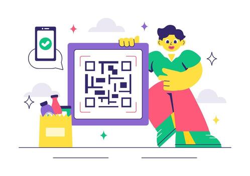 teléfono inteligente móvil bancario y pago ilustración con qr código y inteligente billetera vector