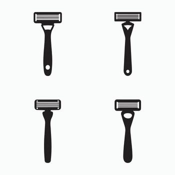 afeitado maquinilla de afeitar sólido íconos haz vector