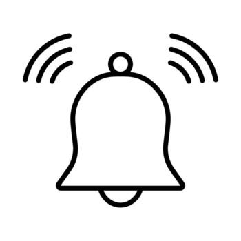 Ringing bell outline icon, simple notification and alert symbol for reminder, alarm, emergency, attention, mobile app interface, web design and communication illustration. Editable stroke. vector