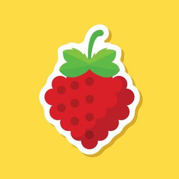 A sticker of a red raspberry on a yellow background vector