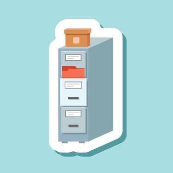 un archivo gabinete con un caja en parte superior vector