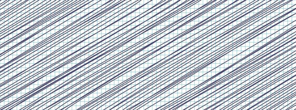 Diagonal lines intersect on structured grid paper, forming patterns. vector