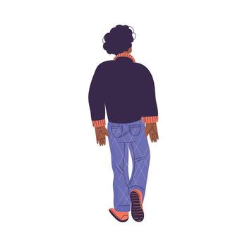 Man Character Standing from Behind Back View Illustration vector