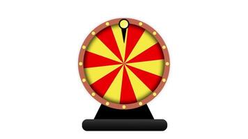 spinning pris- hjul animation. röd och gul hjul av förmögenhet i en sömlös slinga. inkluderar versioner på en vit bakgrund och grön skärm för krom nyckel. video