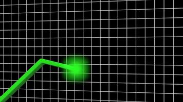 animado verde linha gráfico mostrando a para cima tendência em uma Preto rede fundo. gráfico anima crescimento e lucro com uma brilhando verde seta. 3d financeiro ou estoque mercado dados visualização. video