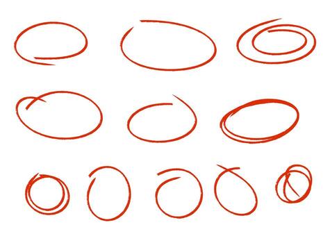 dibujado a mano rojo círculos conjunto en blanco fondo, Perfecto para destacando o calificación vector