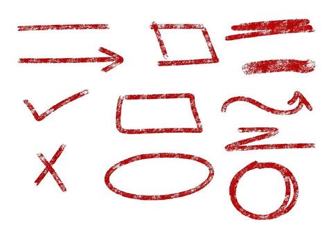Handdrawn Red Crayon Marks, Shapes, and Arrows, Sketchy Design Elements vector