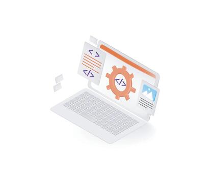 software Ingenieria y desarrollo el codificación concepto isométrica estilo vector