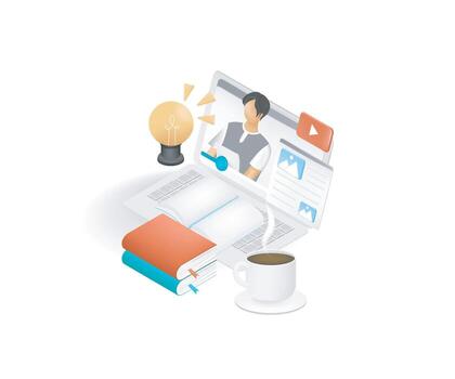 Distance web learning the online workshop concept isometric style vector