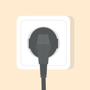 Socket with a plug image. Front view. Socket for electrical appliances, equipment. Electricity. vector