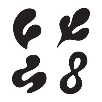 minimalista negro orgánico formas en blanco fondo, fluido resumen formularios, único diseño. vector