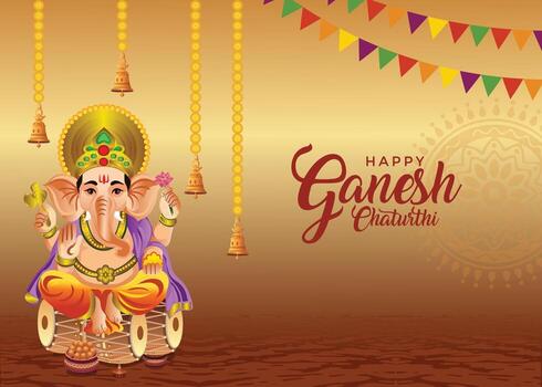Design of Lord Ganapati for Ganesh Chaturthi religious greeting card. Creative festive background with Happy Ganesh Visarjan typography banner template. vector