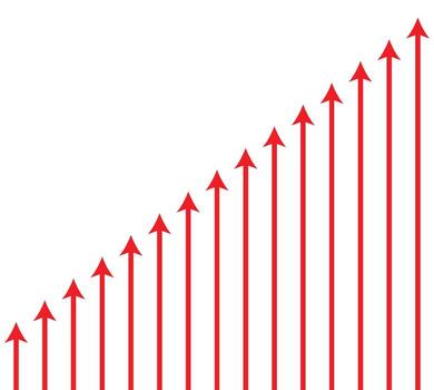 Red Arrows Rising Growth Chart Showing Exponential Increase vector