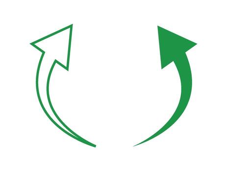 Green curved arrows rotating in a cycle, symbolizing continuous improvement vector