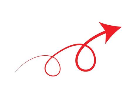 Red arrow pointing up, growth concept, dynamic design, white background vector