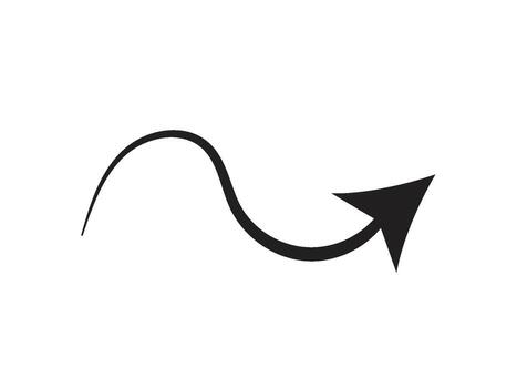 Curved Arrow Pointing Right Guiding Direction and Progress vector