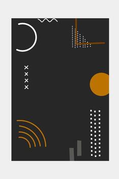 moderno resumen diseño con negrita formas, líneas, y minimalista elementos en un oscuro antecedentes. limpiar composición combinatorio curvas, puntos, y calentar terroso tonos vector