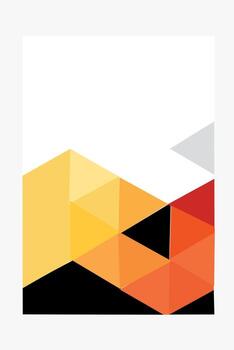 Abstract geometric design with layered triangles in shades of yellow, orange, red, and black. A bold and modern layout with a sense of structure and energy. vector