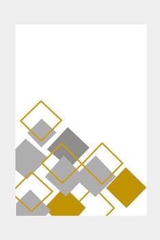 Elegant abstract design featuring overlapping golden yellow and grey squares in the lower corner. A clean, modern layout with balance and geometric simplicity. vector