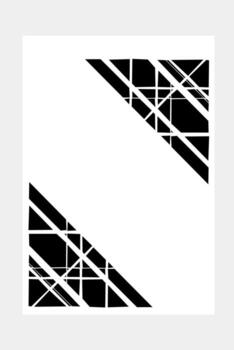 Abstract black and white design featuring bold diagonal shapes and intersecting lines. A modern, minimal composition with a strong geometric and architectural feel. vector