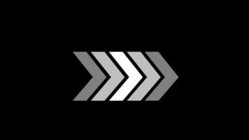 Abstract glitch art showing a chevron icon. Flashing directional arrow loopable overlay on a black background. video