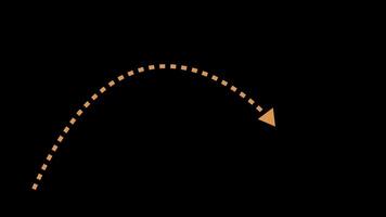 A graphic illustration featuring an arrow with a dotted line direction against a black background video