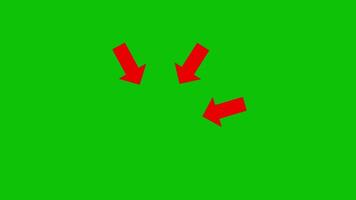 animación de Tres rojo flechas señalando en un brillante verde antecedentes video