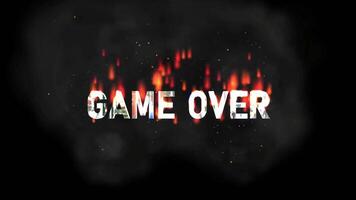 Game Over Flame Explode Text Effect. 4k Game Intro Animation video