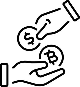 A linear icon showing digital tokens vector