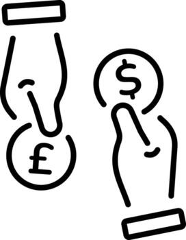 A linear icon representing a currency exchange vector