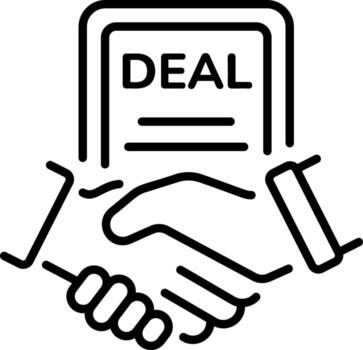 A linear icon showing a contract document vector