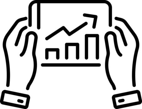 A line style icon showing a trading app vector