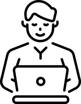 un línea estilo icono representando un comerciante vector