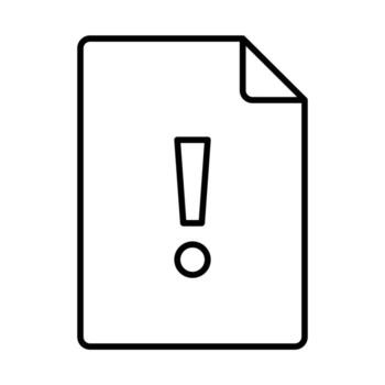 Exclamation mark on a document icon vector