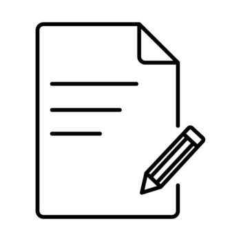 Document with pencil icon for writing and editing vector