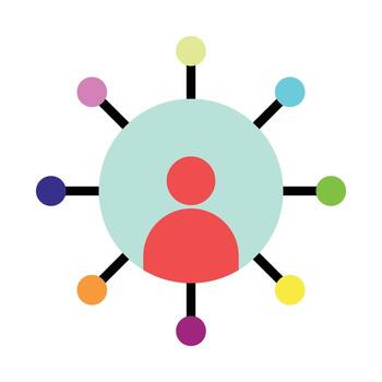 User network and connection icon illustration, Multitasking, skills, and abilities concept graphic vector