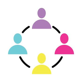 Teamwork and collaboration icon illustration, Community and social network symbol in flat design vector