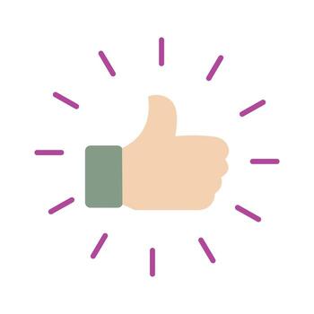 Thumbs up icon illustration, Like button and approval gesture in flat design vector