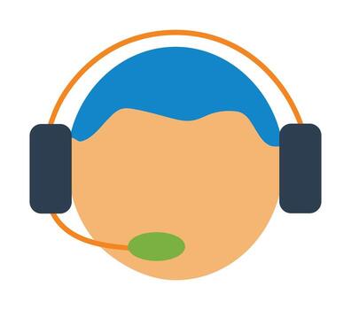cliente apoyo agente icono ilustración, llamada centrar operador con auriculares avatar vector