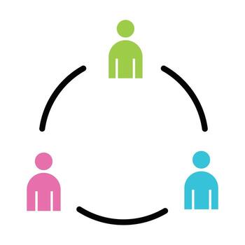 Teamwork and collaboration icon illustration, Community and social network communication cycle vector
