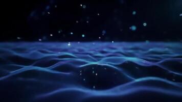 Abstract Blue Waves with Sparkling Light Particle Background video